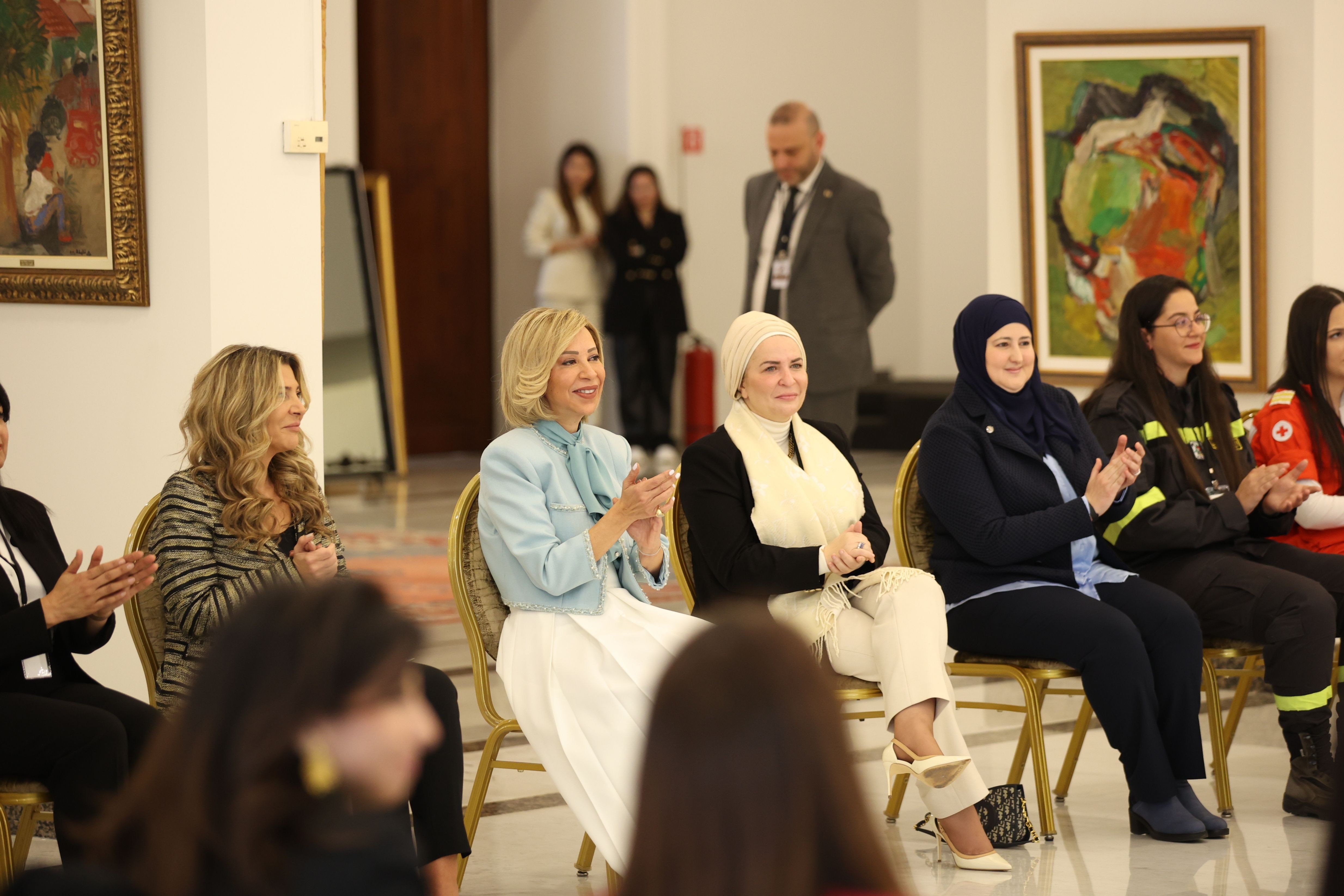 لقاء مع اللبنانية الاولى السيدة نعمت عون لمناسبة يوم المرأة العالمي في القصر الجمهوري